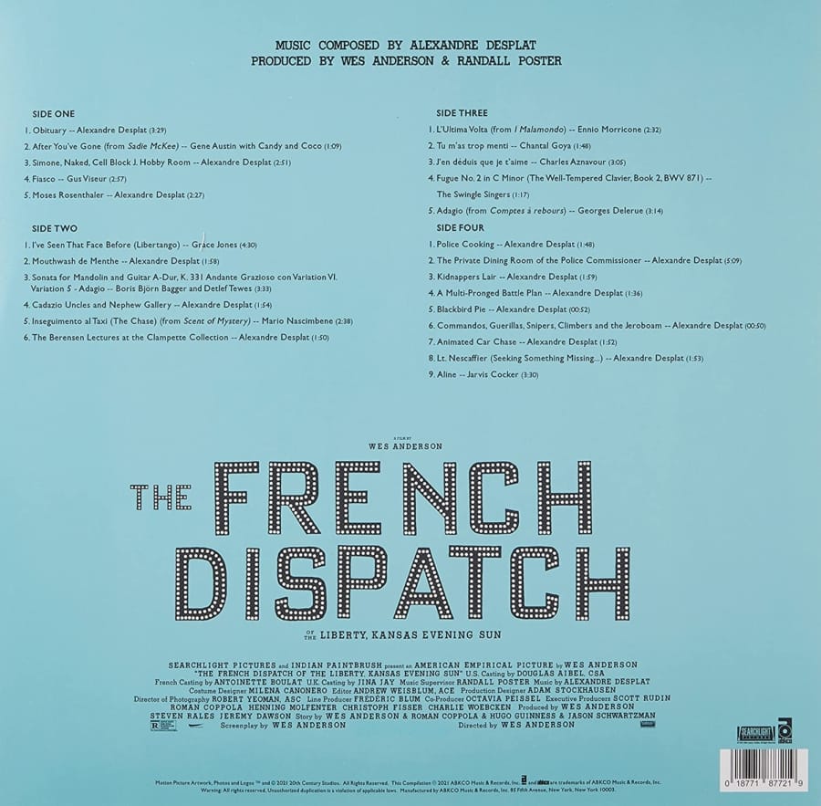 The French Dispatch (Original Soundtrack) 2LP Vinyl - Image 3
