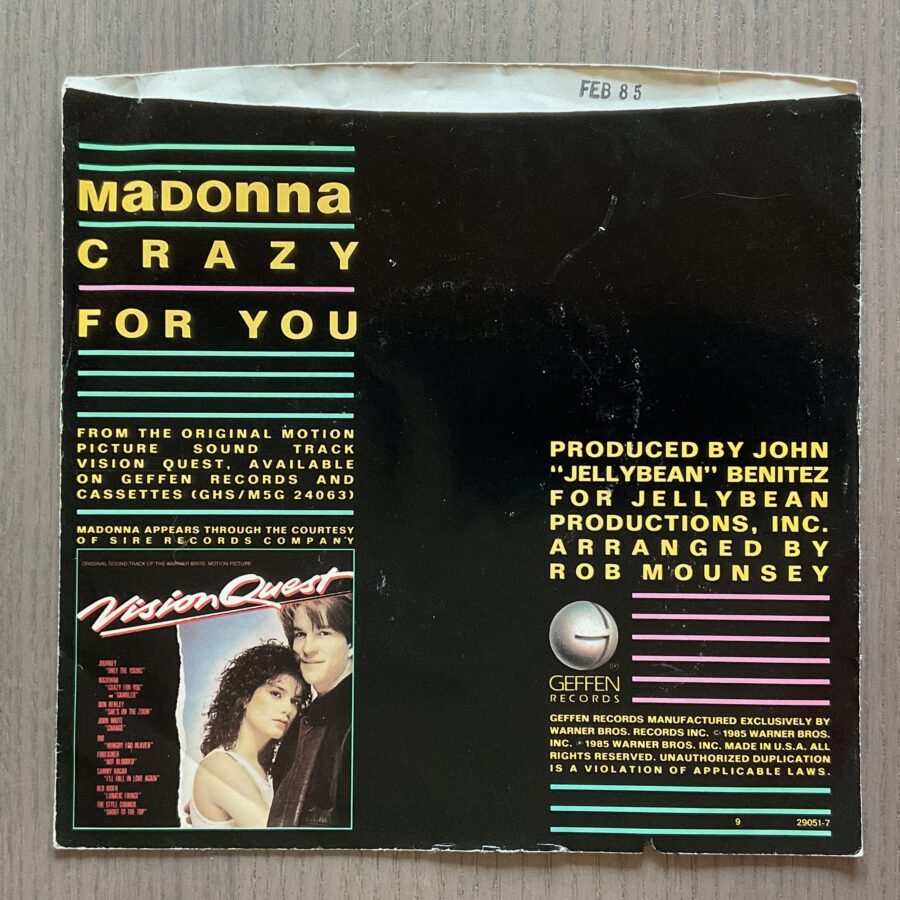 Madonna - Crazy for You **Used 7-Inch** - Image 2