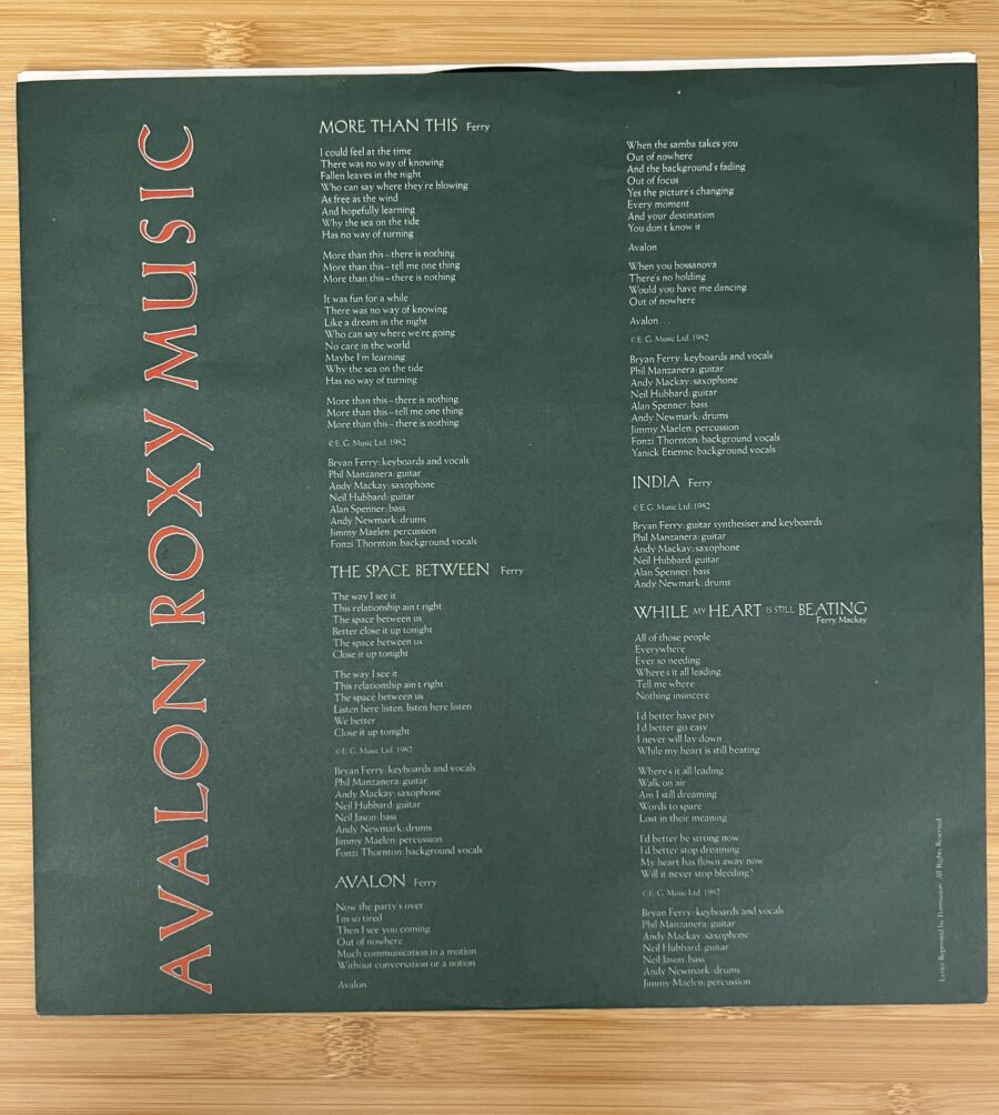 Roxy Music - Avalon **Used Vinyl LP** - Image 2